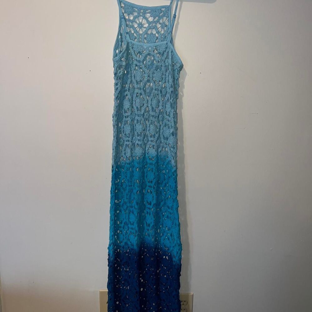 Altar’d State Lace NWOT xxs/xs Ombre blue crochet maxi dress Swim coverup - Picture 4 of 5